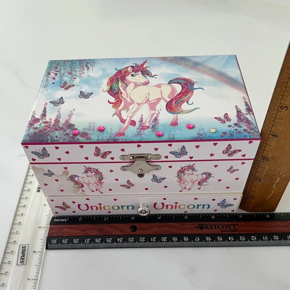Fairy Glam Jewelry Music Box with unicorn Pullout Drawer Storage for Kids UK